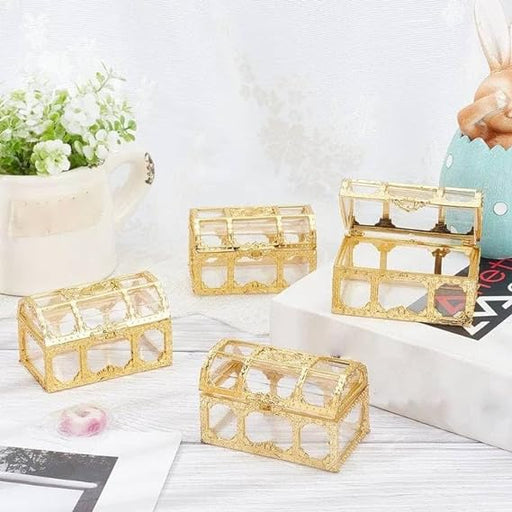 Big Decorative Golden Acrylic Box For Mini Storage,Wedding gift,Return Gift, Christmas Decoration items, Ring Jewelry Trinket Box, Candy Storage Container Case DIY (Golden Boxes) (Big)