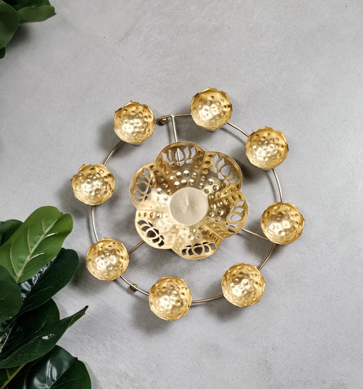 Decorative Round Gold Polish Decorative Urli Bowl Candle Holder for Home Decor,Mandir Decor,Diwali Decor, Floating Flowers,Candles Diya holder, Office,Table Decor, Entrance Decoration Item (Golden)
