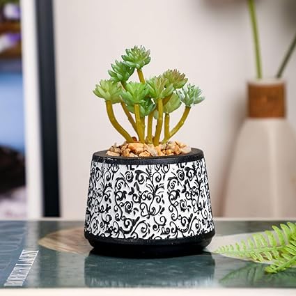 Mini Green Artificial Indoor Succulent with Aesthetic Ceramic Pot to Add Charm to Your Homedecor