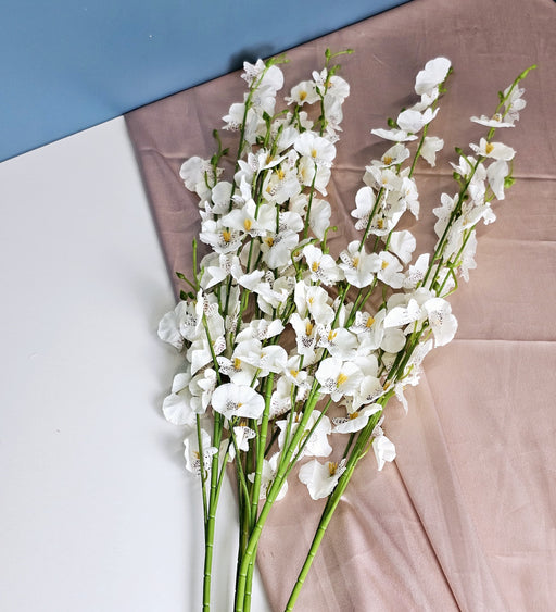Butterfly Orchid Flower Sticks Artificial Flower Bunch for Gifting, Home Decor, Bedroom, Garden, Balcony,Table Top, Office Corner Decoration and Craft(Pack of 5)