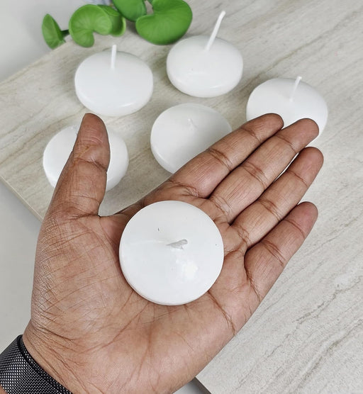 (UFO)Floating Round Shape Candles for Home Decore, Living Room, Bed Room, Festivals Like Diwali, for Meditation, Relaxation, Air Freshening (White)