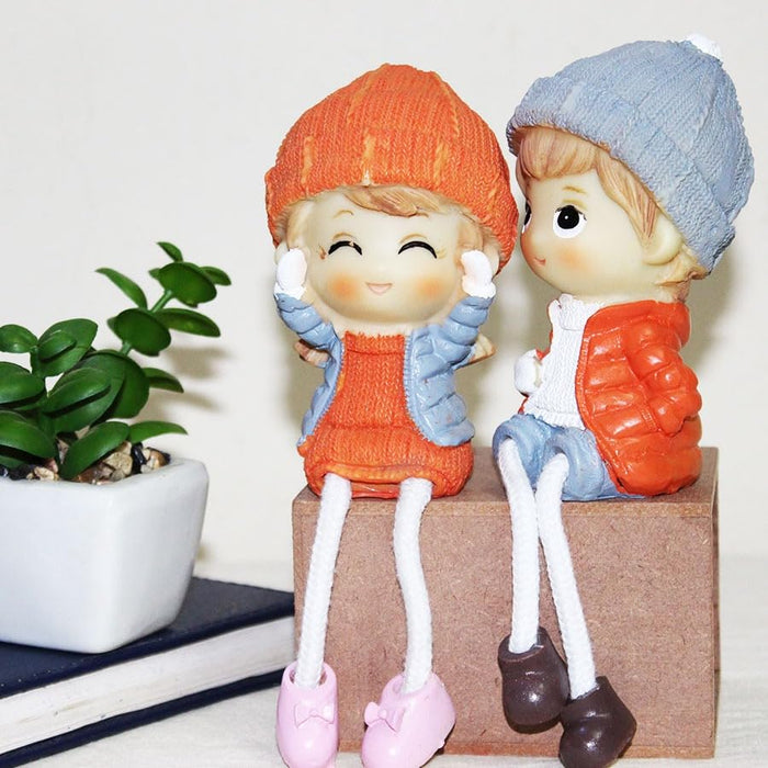 Hanging Legs Cute Boy and Girl Toy Home Decor Showpiece – Elegant Hanging Leg Design (Model 2) for Decorative Room Enhancement