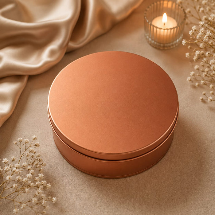 Round Metal Tin Box with Transparent Window Lid | 3.9 × 1.5 Inch | Gift, Rakhi, Cookies, Chocolates & Dry Fruit Packaging
