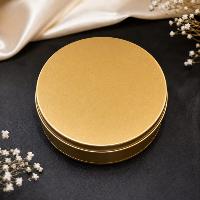 Round Metal Tin Box with Transparent Window Lid | 3.9 × 1.5 Inch | Gift, Rakhi, Cookies, Chocolates & Dry Fruit Packaging