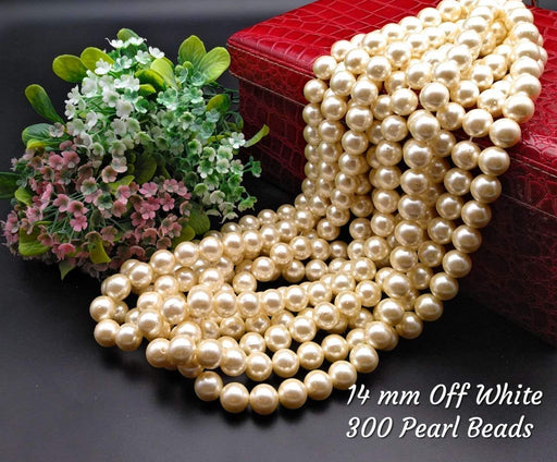 Artificial Off White Moti (14 mm) Pearls Beads for Jewellery Making, Earring, Necklace, Bracelet Set for Beading, Crafting, Scrap Booking and Hand Embroidery Materials DIY