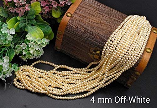 moti (Off-White) (4 mm) Pearl, Crafts Artificial Pearl Beads for Beading DIY Jewellery