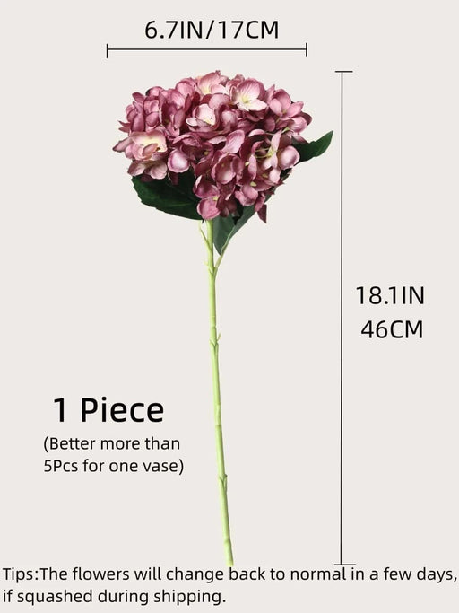 Artificial Hydrangea Fake Flowers Bunch decorative items for Diwali Home, Room, Office, Bedroom, Balcony, Living Room, Table Decoration, Plants and Craft Items Corner (Without Vase Pot)