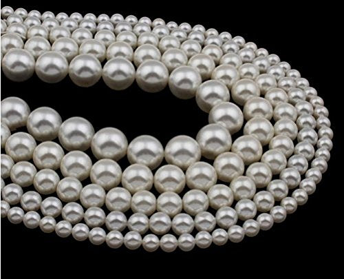 Pearl Beads for Beading DIY Jewellery (White, 14 mm)
