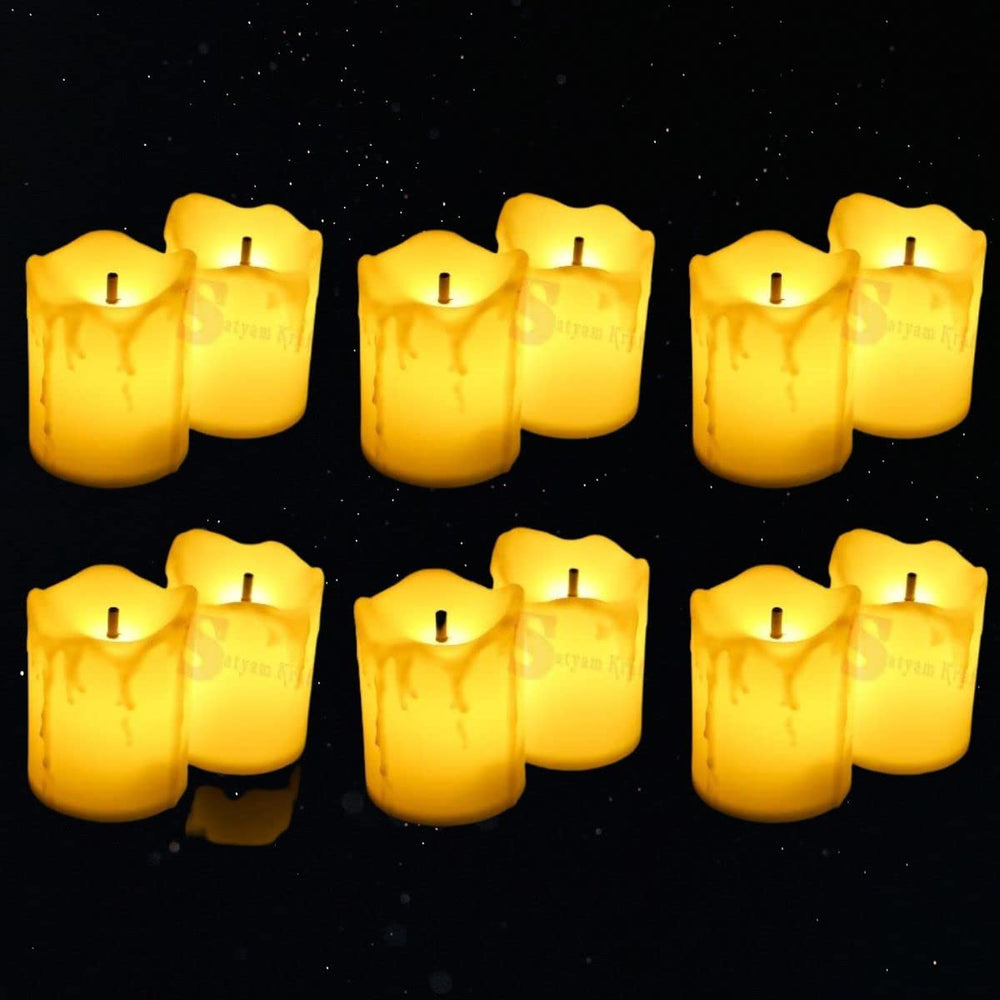 Flameless and Smokeless Decorative Melting Candles Led Tea Light Candle perfect for Gifting, House, Light for Balcony, Room, Birthday, valentine's day, Festival Decorative Candles (Yellow, 5 cm)
