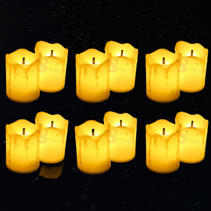 Flameless and Smokeless Decorative Melting Candles Led Tea Light Candle perfect for Gifting, House, Light for Balcony, Room, Birthday, valentine's day, Festival Decorative Candles (Yellow, 5 cm)