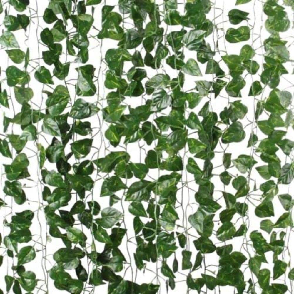 Artificial Flowers Wall Hanging Leaf Flower Money Plant Light Weight Vine String Lines for Garden, Home, Room, Balcony, Living Room, Restaurant, Festival, Events Decoration (Green, 7 Feet)