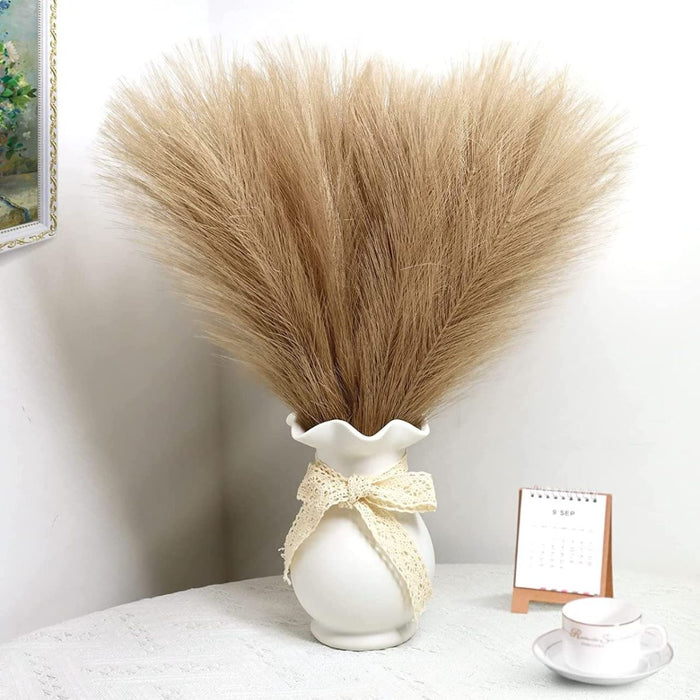 small Faux Pampas Grass Artificial Flowers Fake Flower for Home, Office, Bedroom, Balcony, Living Room, Table Decoration, Plants and Craft Items Corner