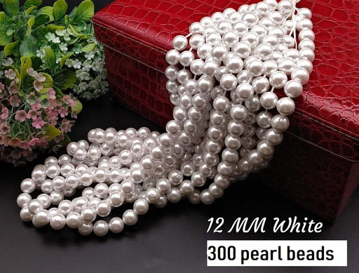 Artificial Moti (White) (12 mm) Pearl for Artificial Jewellery Making, Beading, Crafting, Scrap Booking and Hand Embroidery Materials DIY Jewellery