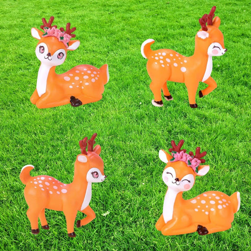 Deer Miniature Multiuse as Home-Garden Decorations, Cake Topper, Toys, Showpieces, Table Topper, Gift Item (4 Pieces)
