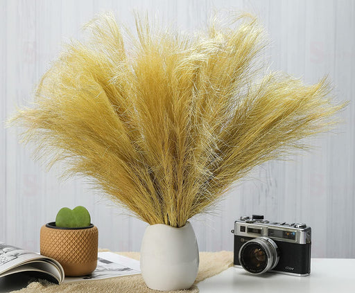 Glitter Faux Pampas Grass Small Artificial Flowers Fake Flower for Home, Office, Bedroom, Balcony, Living Room, Table Decoration, Plants and Craft Items Corner