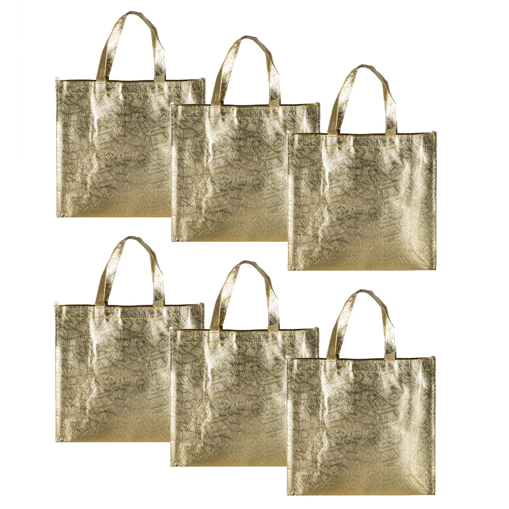 Small Size Non Woven Fabric Bag With Handle 28 x 25 cm Gift Paper bag, Carry Bags, gift bag, gift for Birthday, gift for Festivals, Season's Greetings and other Events(Gold)(Pack of 12)
