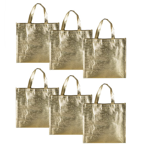 Small Size Non Woven Fabric Bag With Handle 28 x 25 cm Gift Paper bag, Carry Bags, gift bag, gift for Birthday, gift for Festivals, Season's Greetings and other Events(Gold)(Pack of 12)